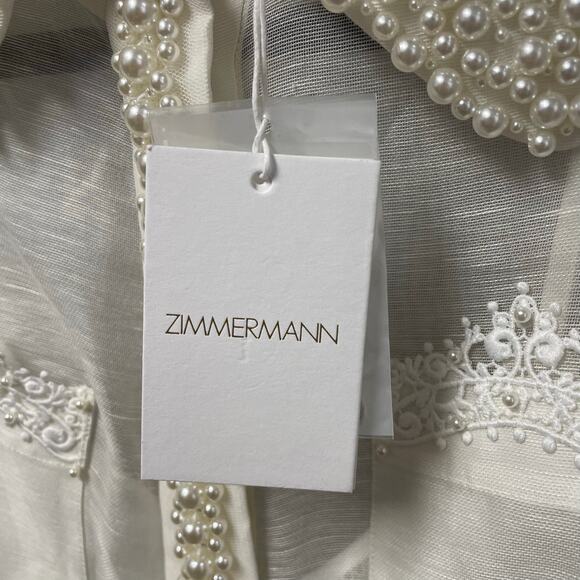 NWT Zimmermann High Tide Pearl Shirt Ivory Long Sleeve Button Up AU 0 / US 4 - Picture 7 of 11